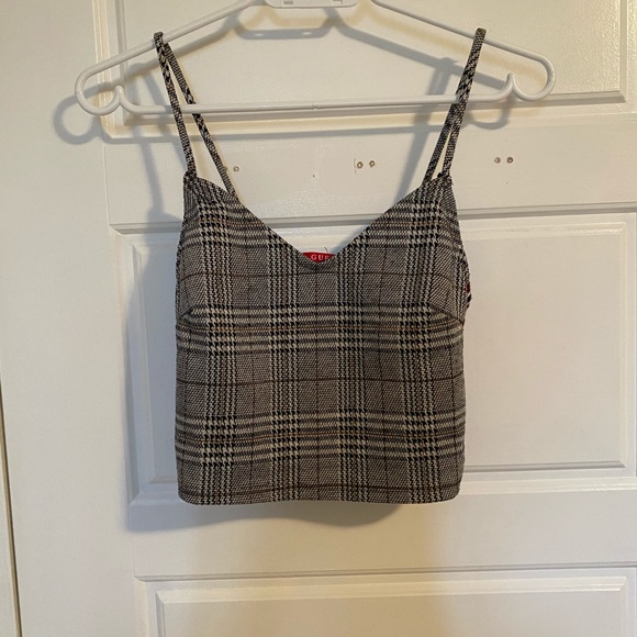 Guess Women’s Plaid Cropped Tank - Picture 1 of 3
